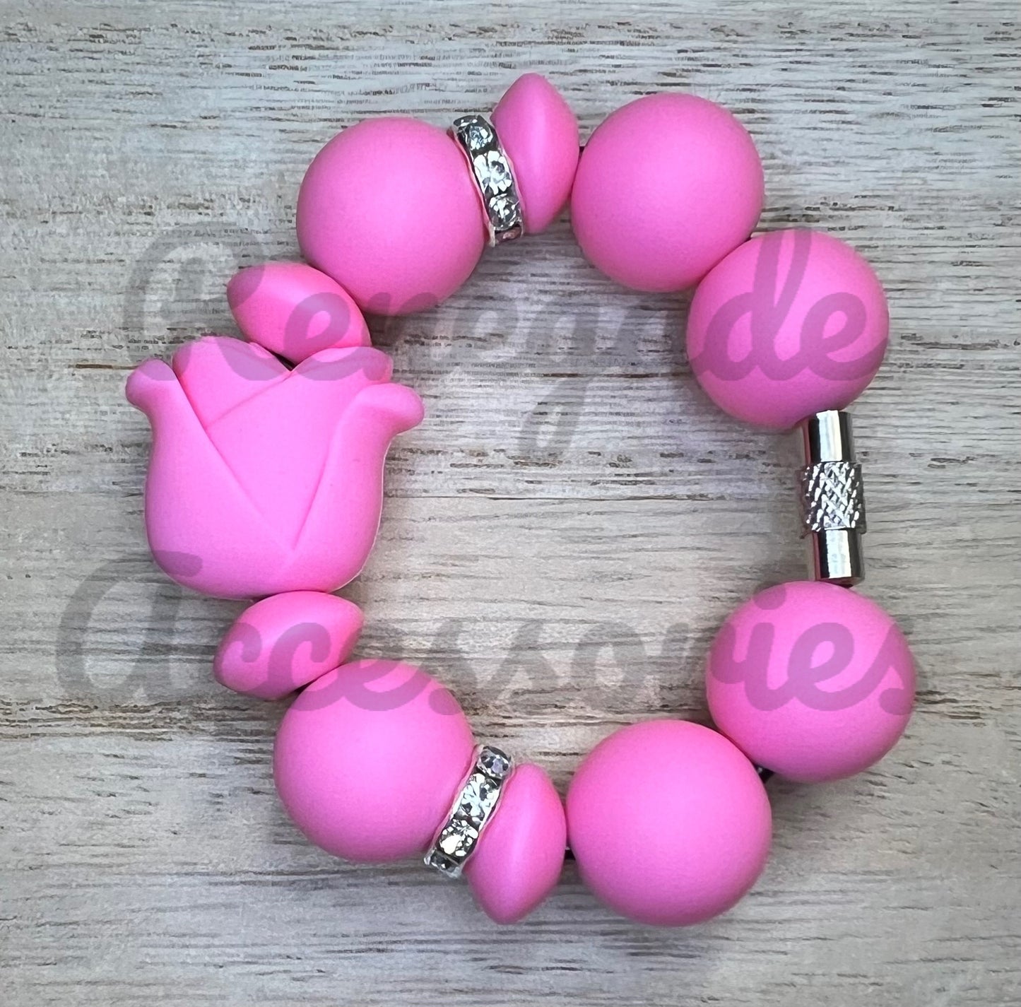 Silicone Charm - Pink Flower