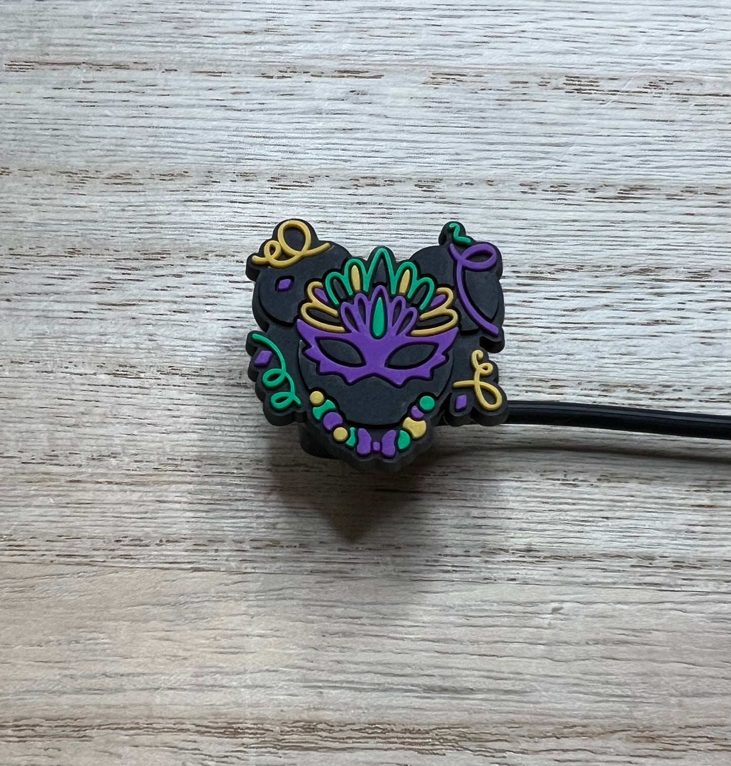 Straw Topper - Mardi Gras Mask