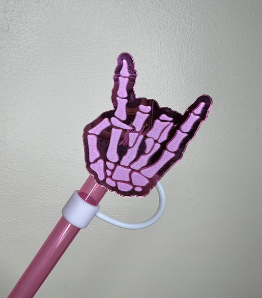 Straw Topper - Acrylic - Skeleton Rock Hand