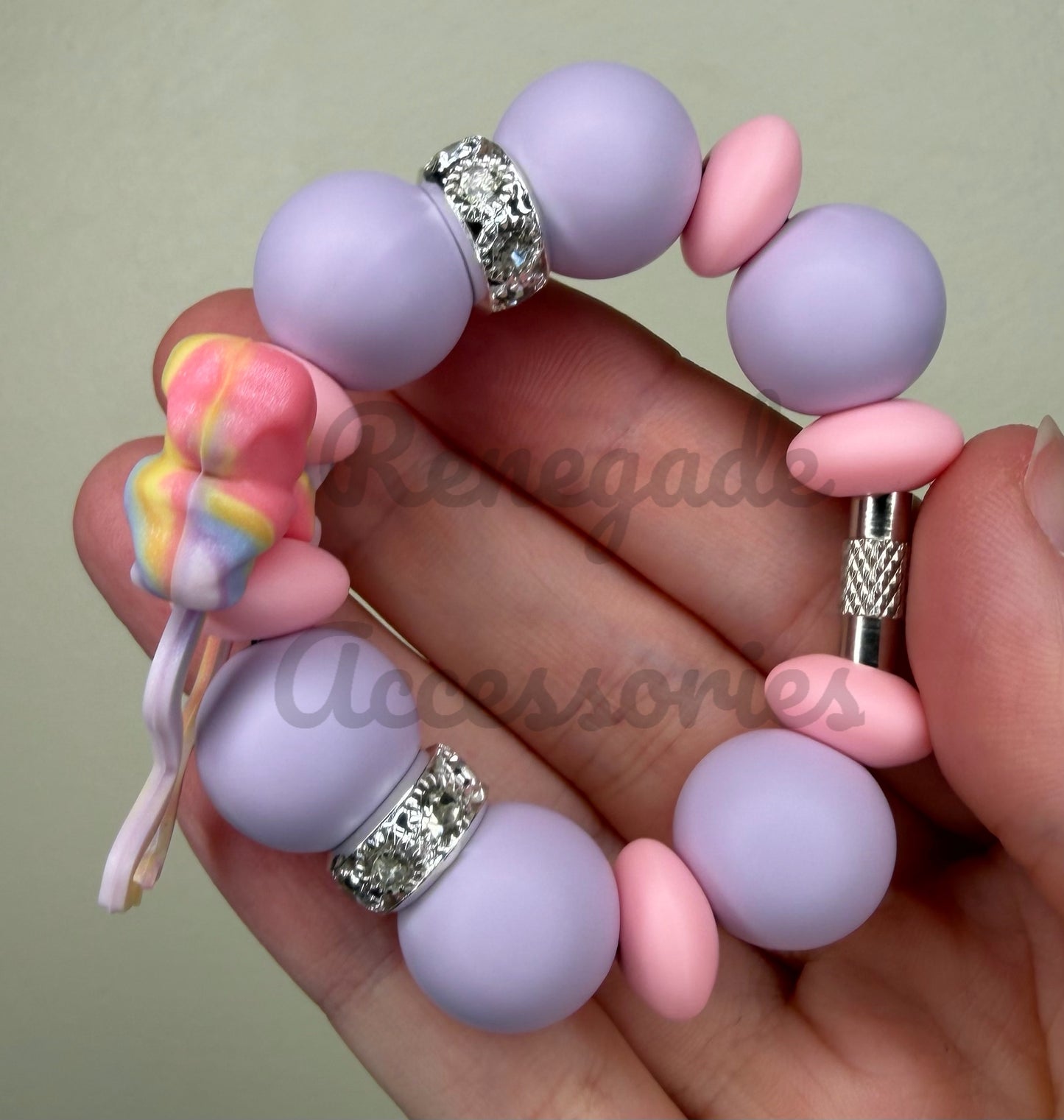 Silicone Charm - Pastel Swirl Bow