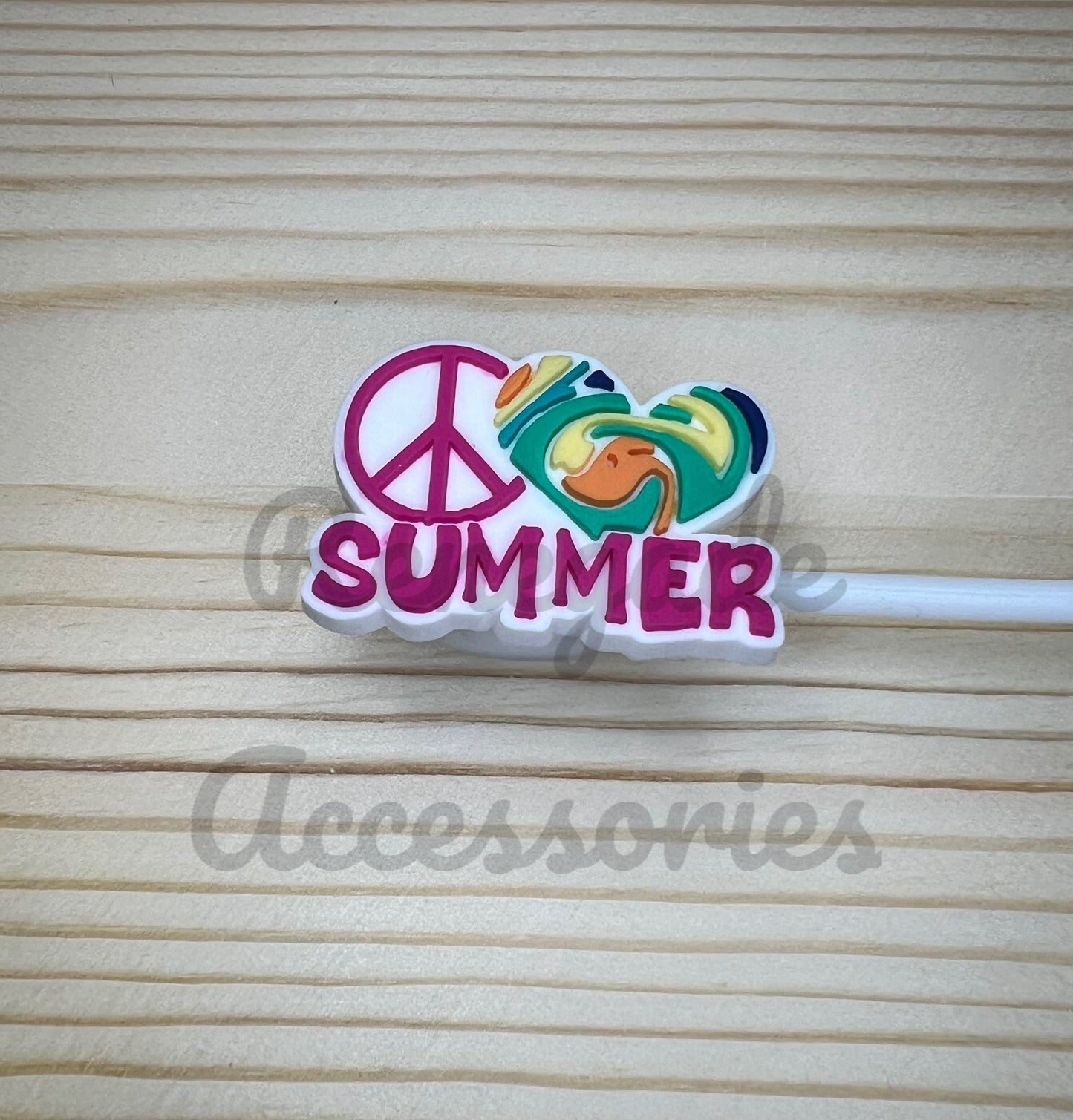 Straw Topper - Peace Love Summer