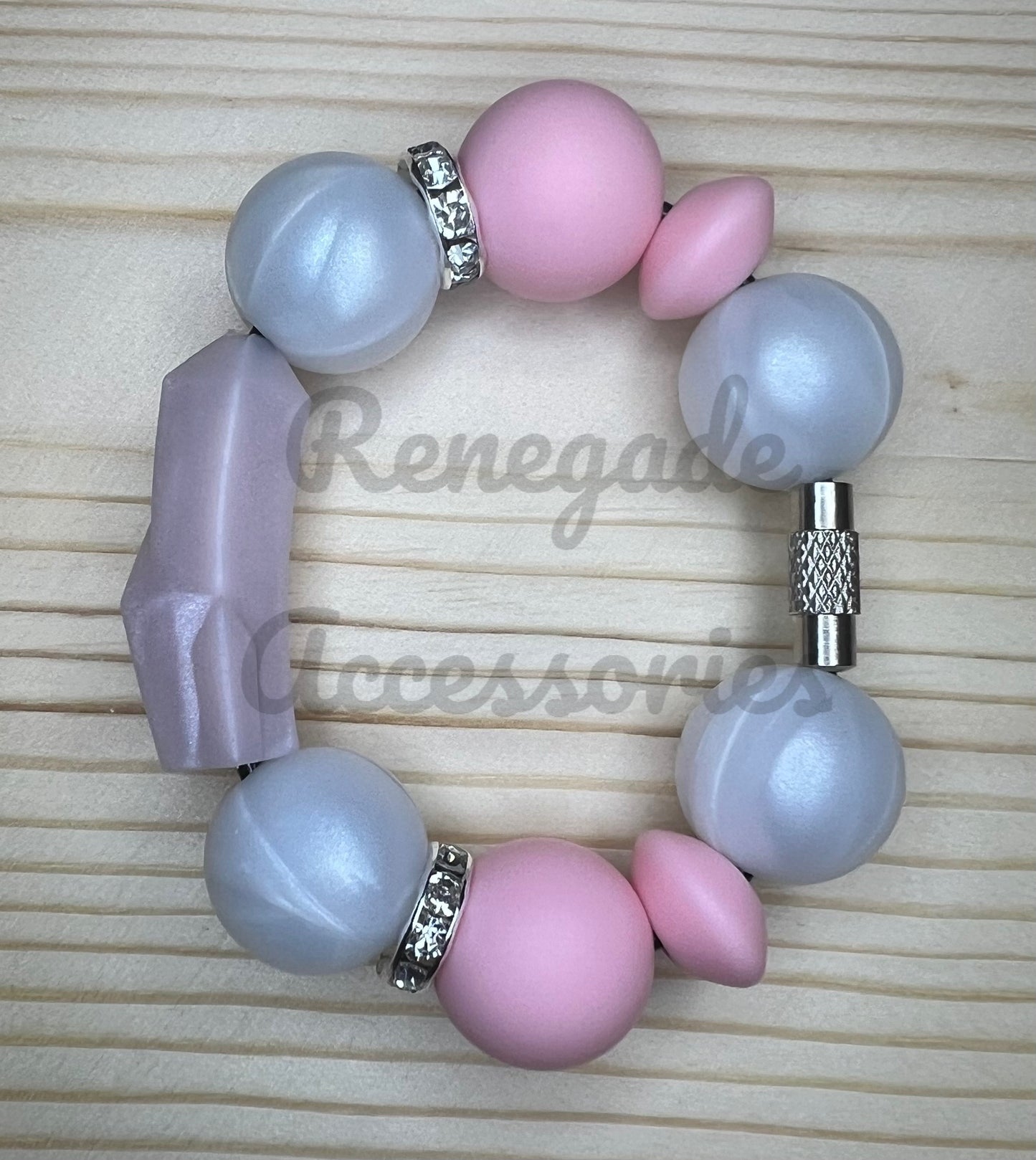 Silicone Charm - Pink Pearl Crystals