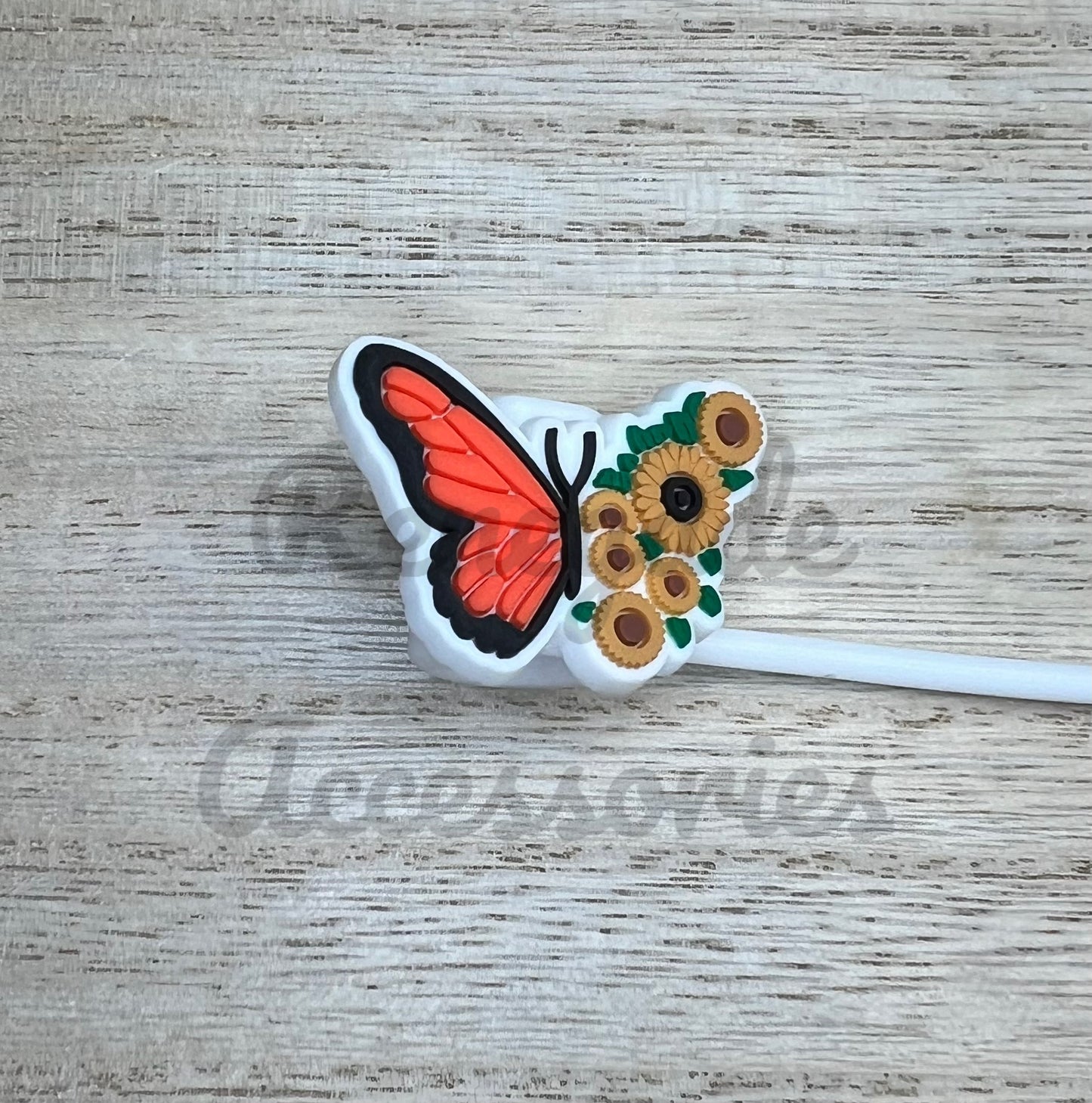 Straw Topper - Sunflower Butterfly