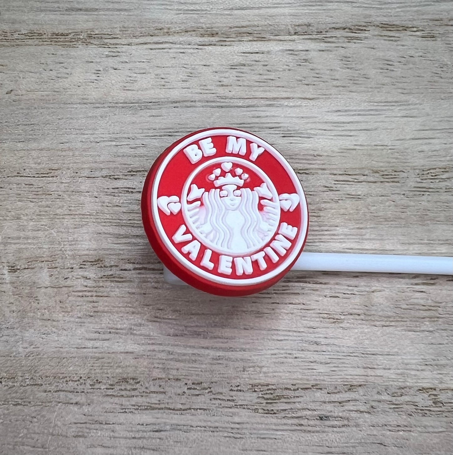 Straw Topper - Be My Valentine - Coffee
