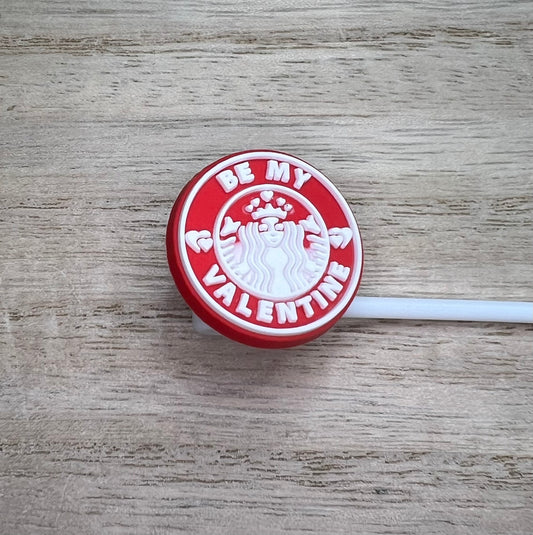Straw Topper - Be My Valentine - Coffee