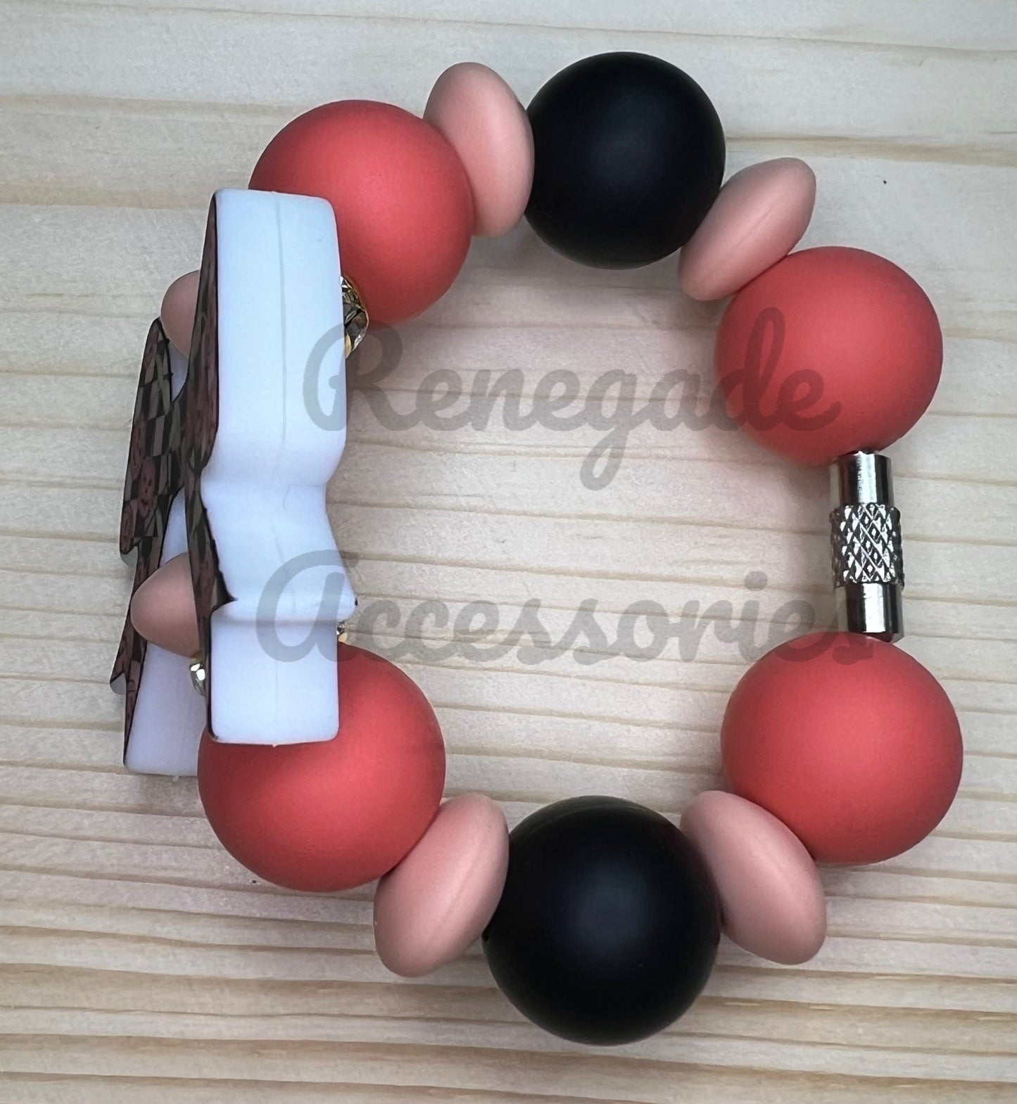 Silicone Charm - Checkered Cherry Pumpkins Bow