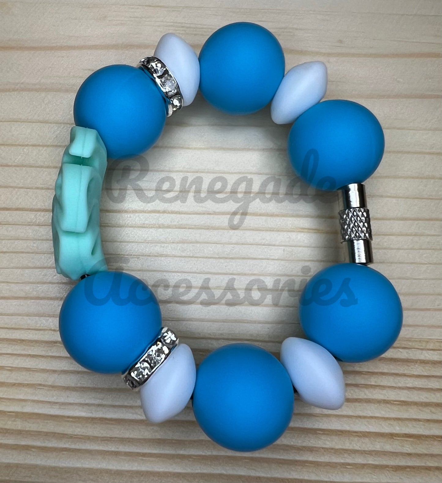 Silicone Charm - Blue Monstera Plant/Flower