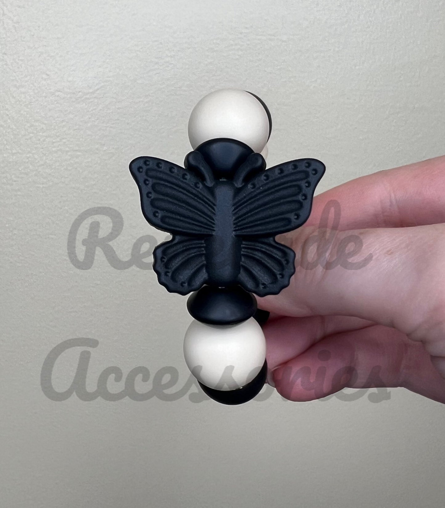 Silicone Charm - Aubrie Checkers Butterfly