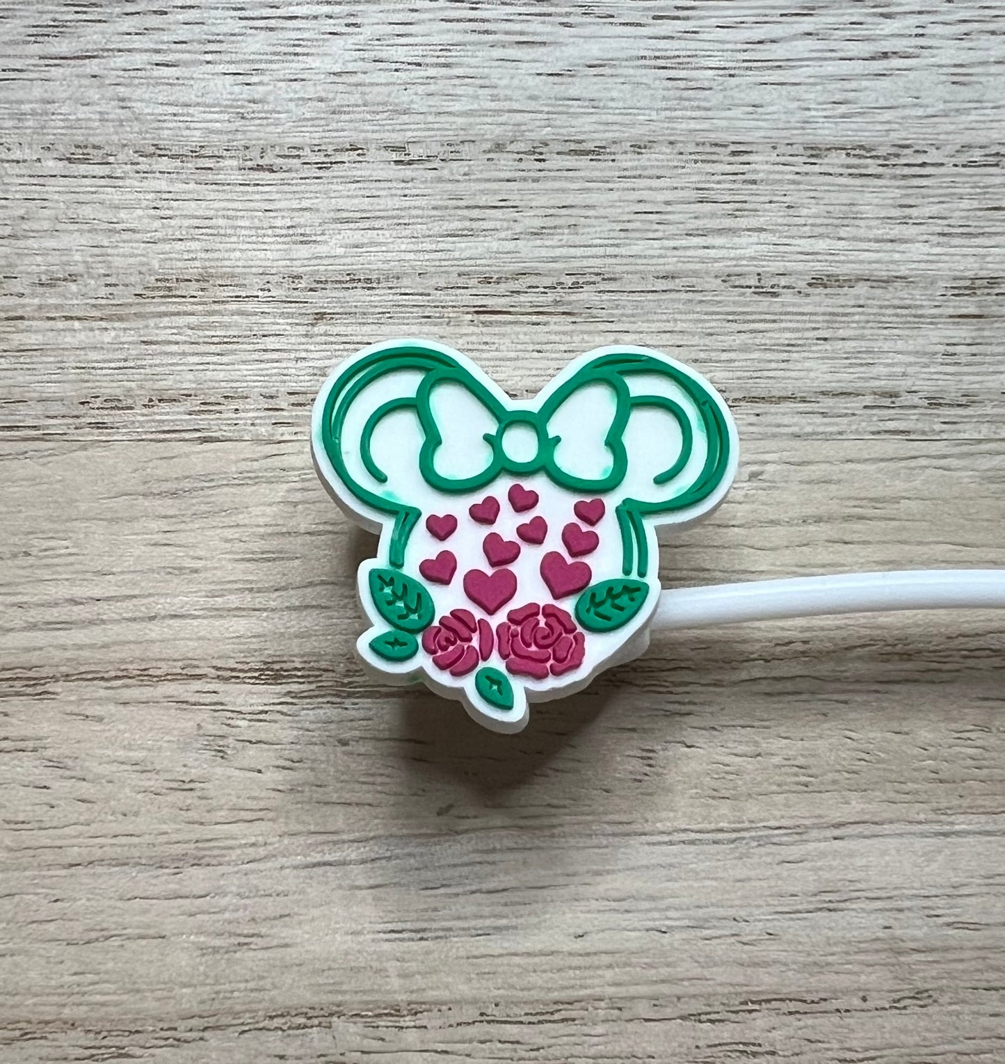 Straw Topper - Mouse Ears Flowers - Pink