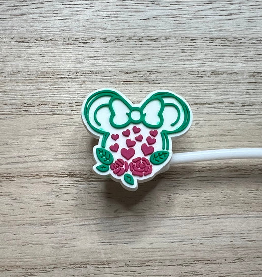 Straw Topper - Mouse Ears Flowers - Pink