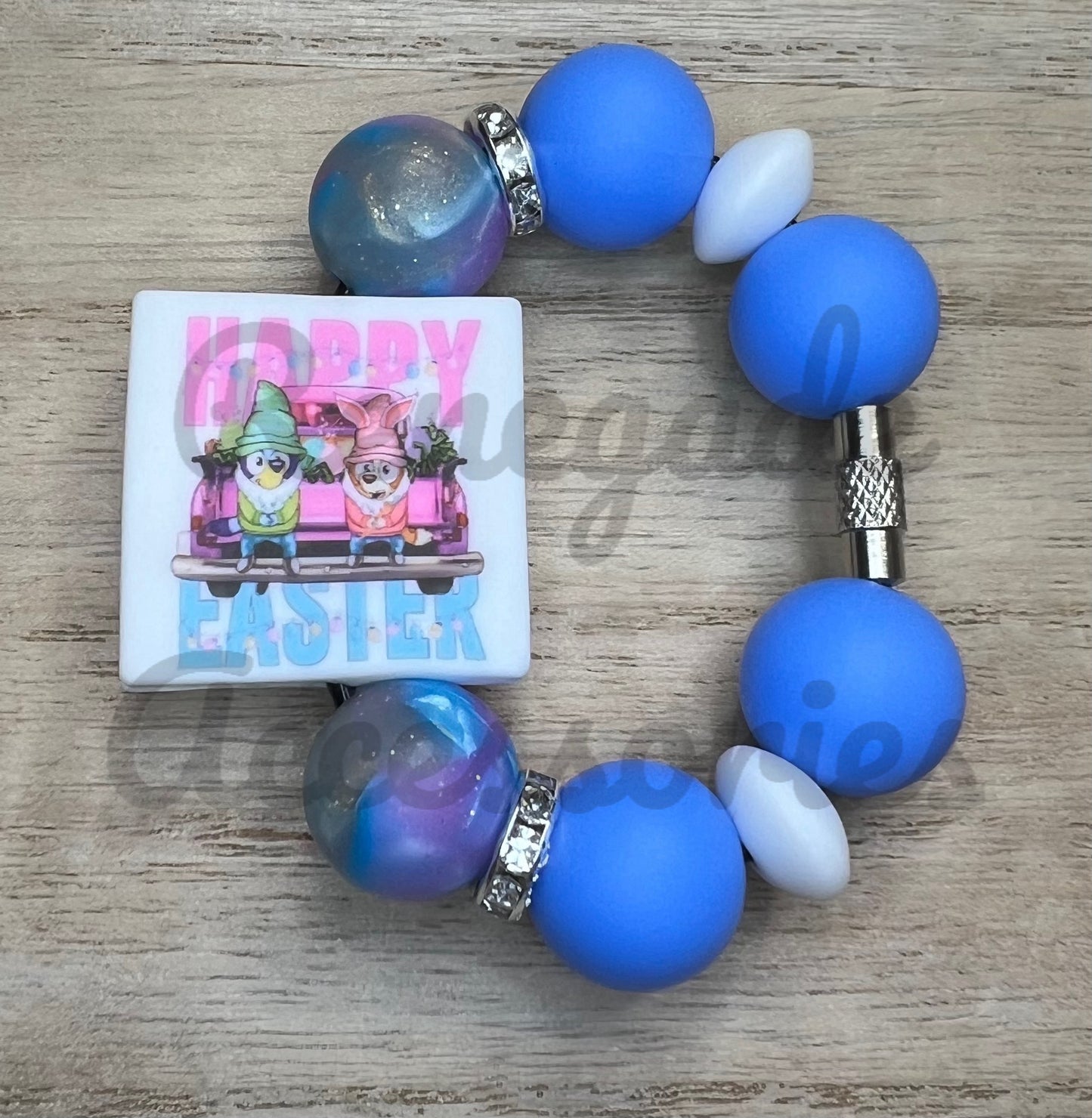 Silicone Charm - Blue Dog Character - Easter