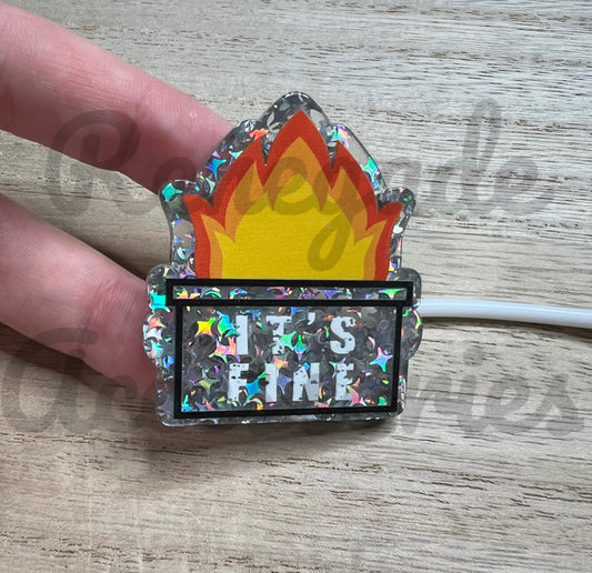 Straw Topper - Acrylic - It’s Fine - Dumpster Fire