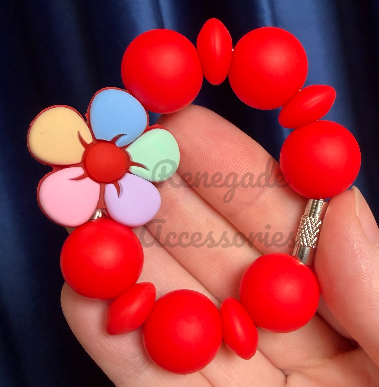 Silicone Charm - Multi Color Red Daisy Flower