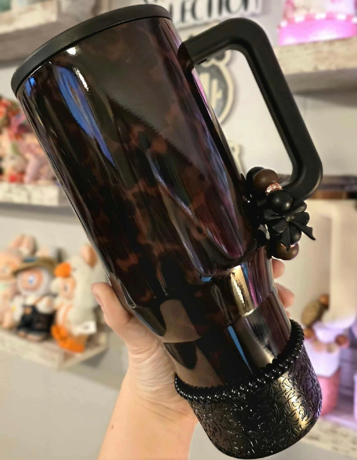 Silicone Charm - Black Bow - Tortoise ✨PREORDER-Read Description✨