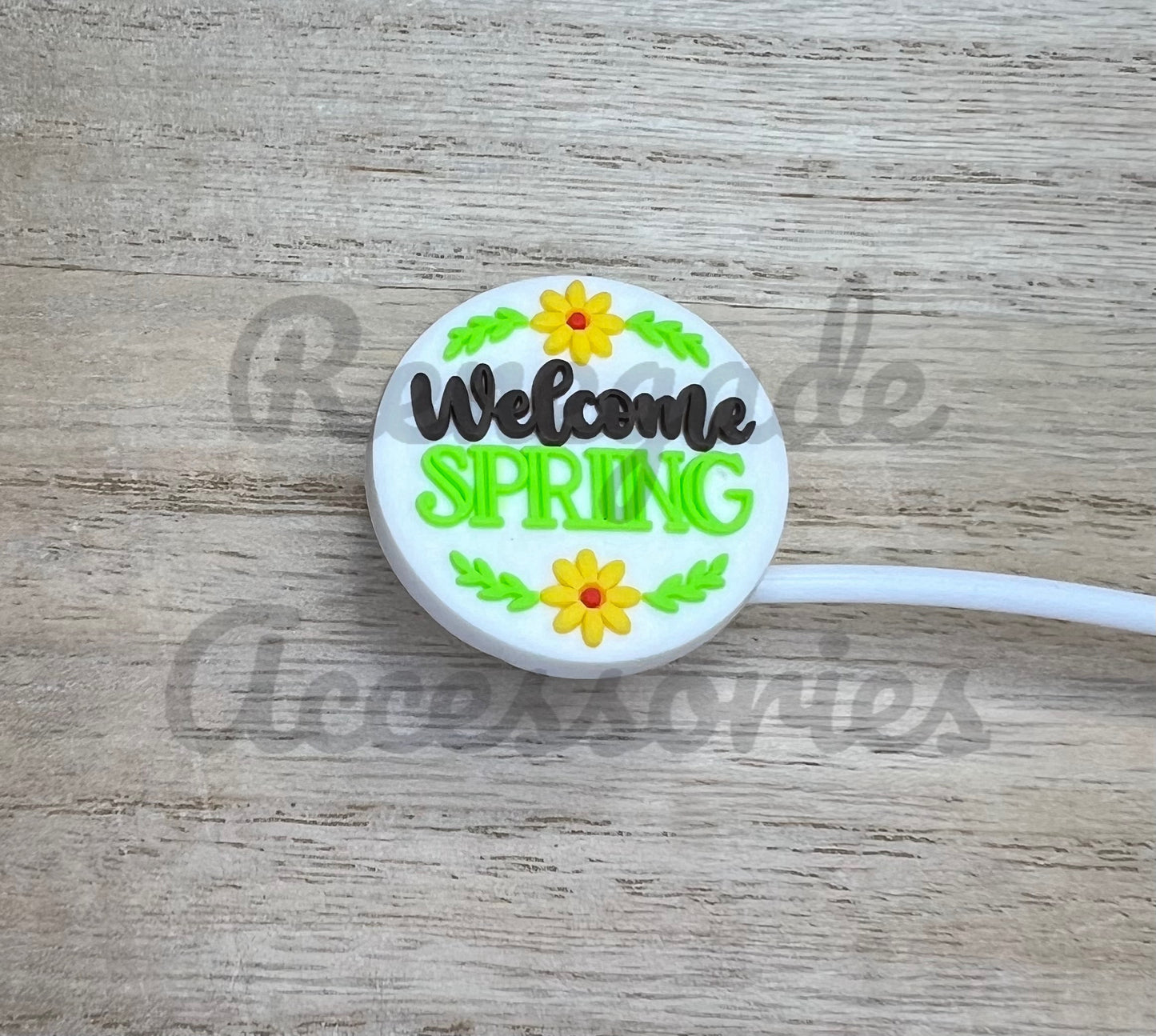 Straw Topper - Welcome Spring Flowers