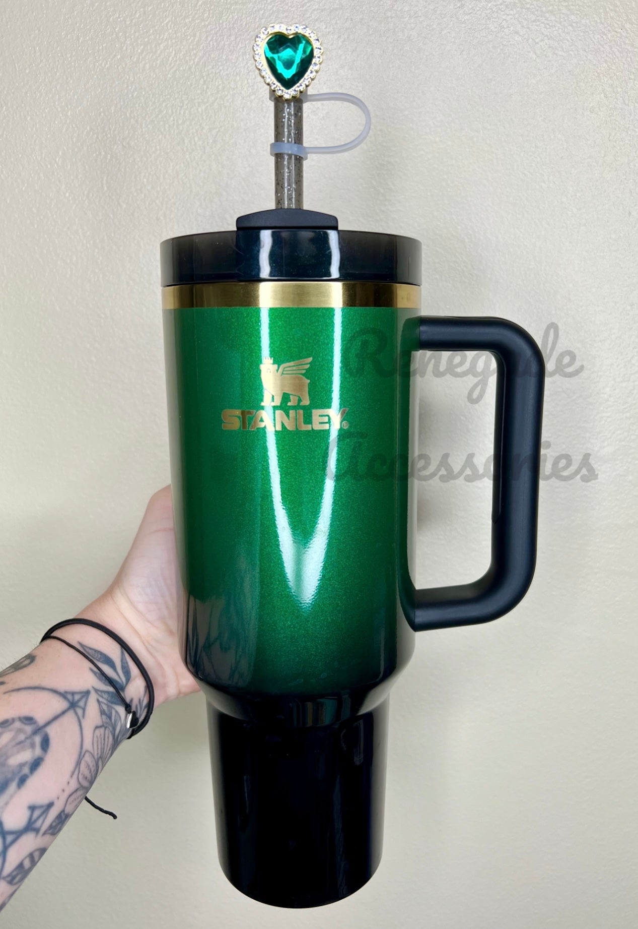 Straw Topper - Metal - Green Heart / Elphaba