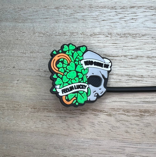 Straw Topper - Dead Inside But Feelin Lucky Skeleton