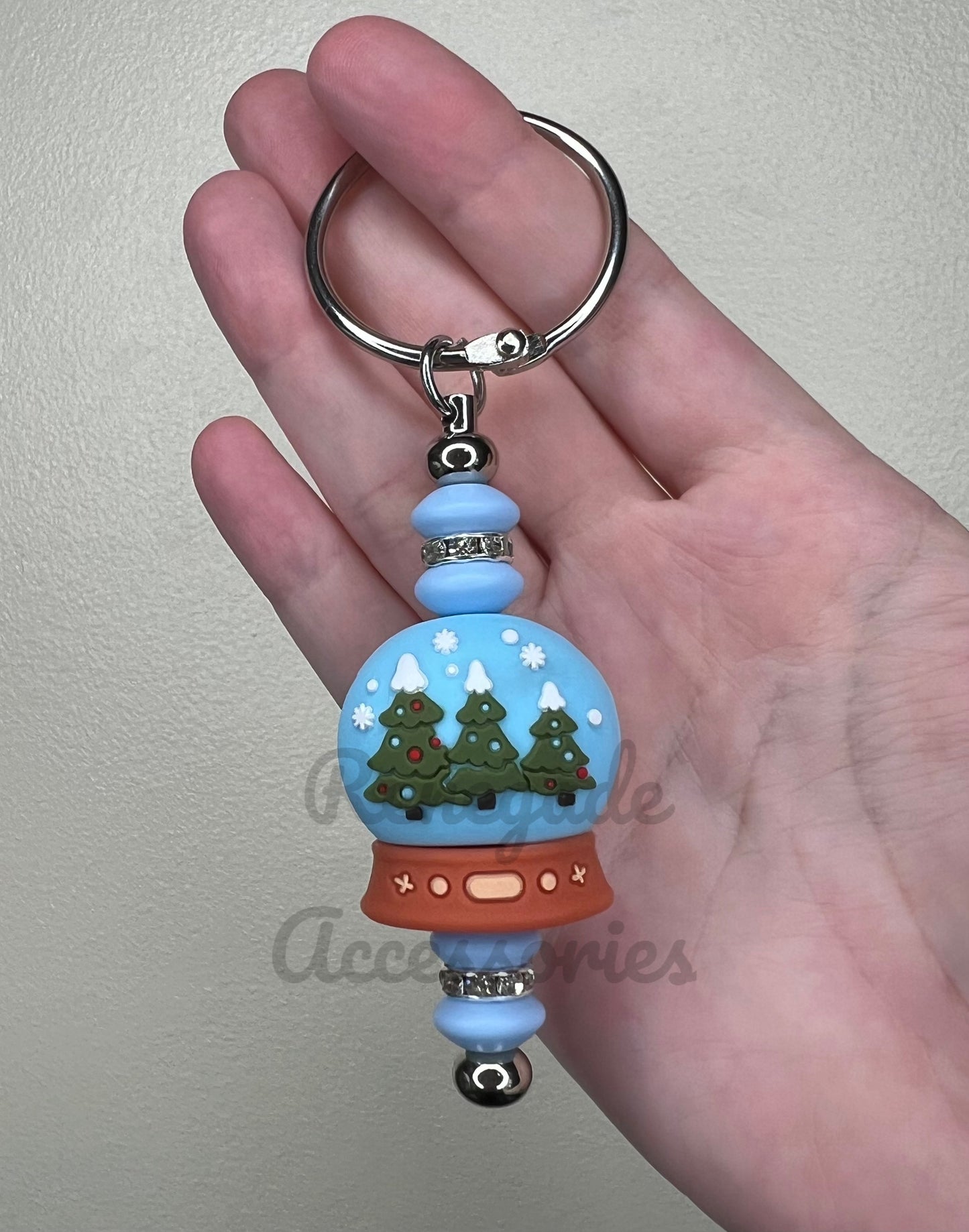 Silicone Charm - Keychain - Large Snow Globe (Double Sided)