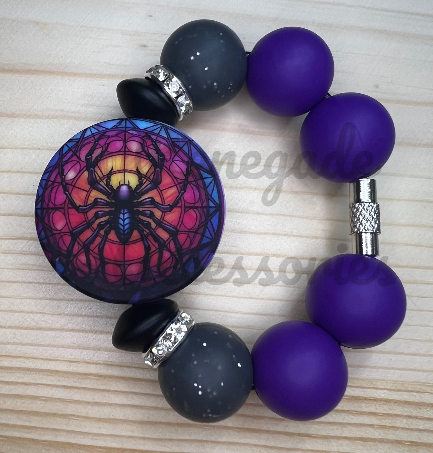 Silicone Charm - Stained Glass Spider