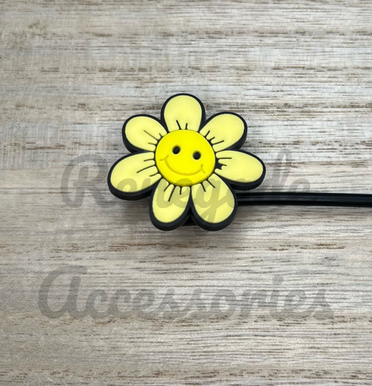 Straw Topper - Smiley Yellow Flower