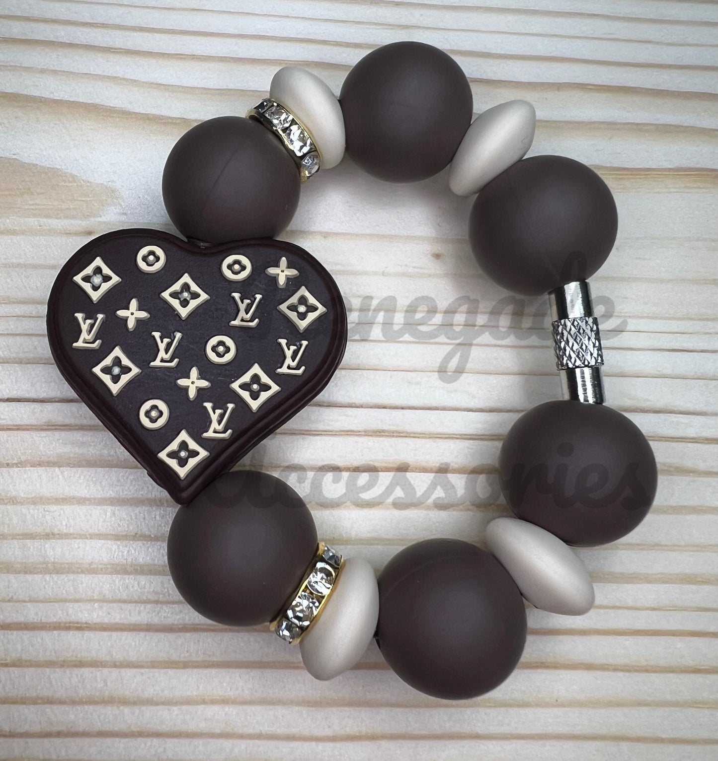 Silicone Charm - Luxe Heart - Autumn Checkers