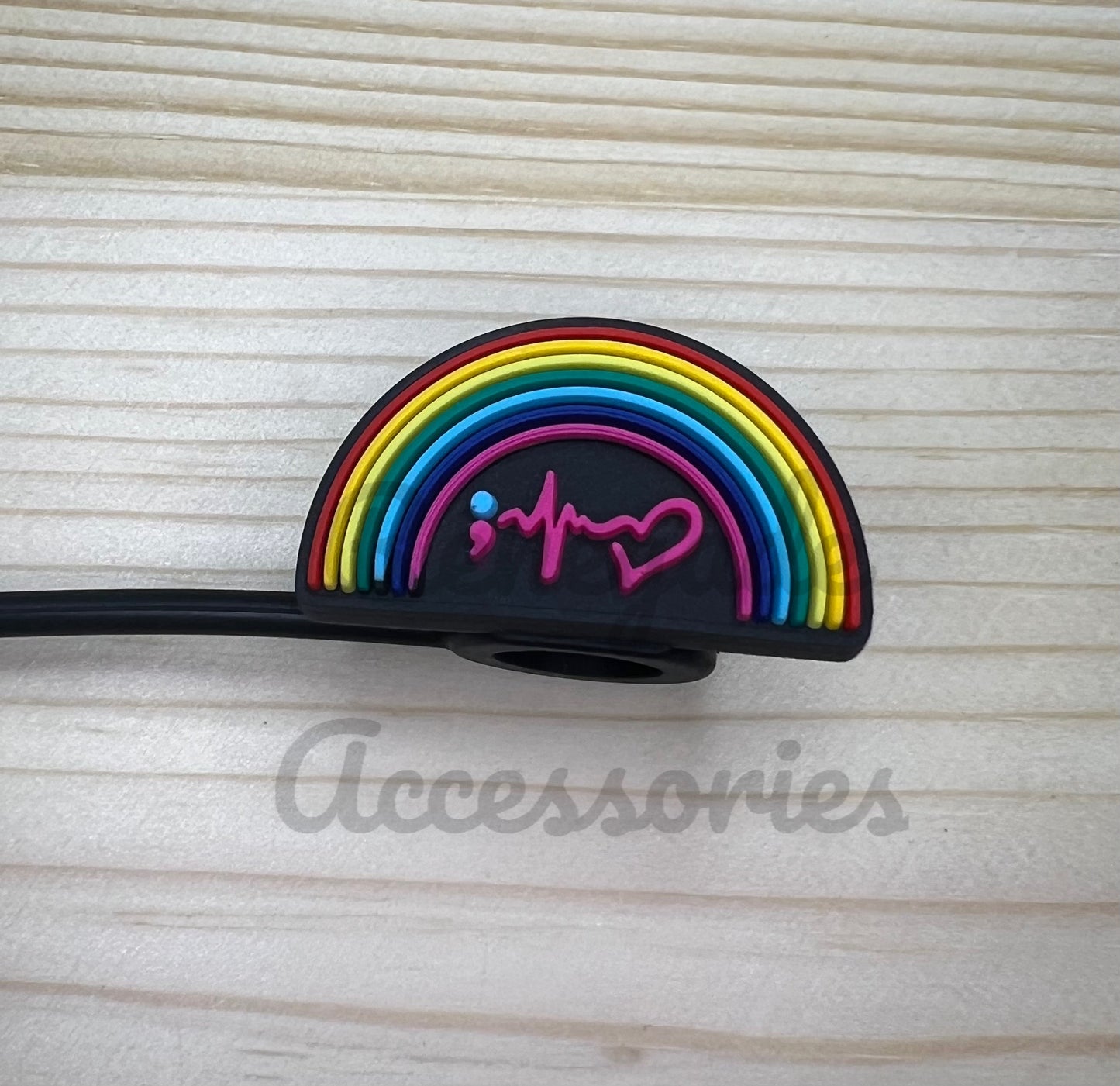 Straw Topper - Semicolon Rainbow - Awareness