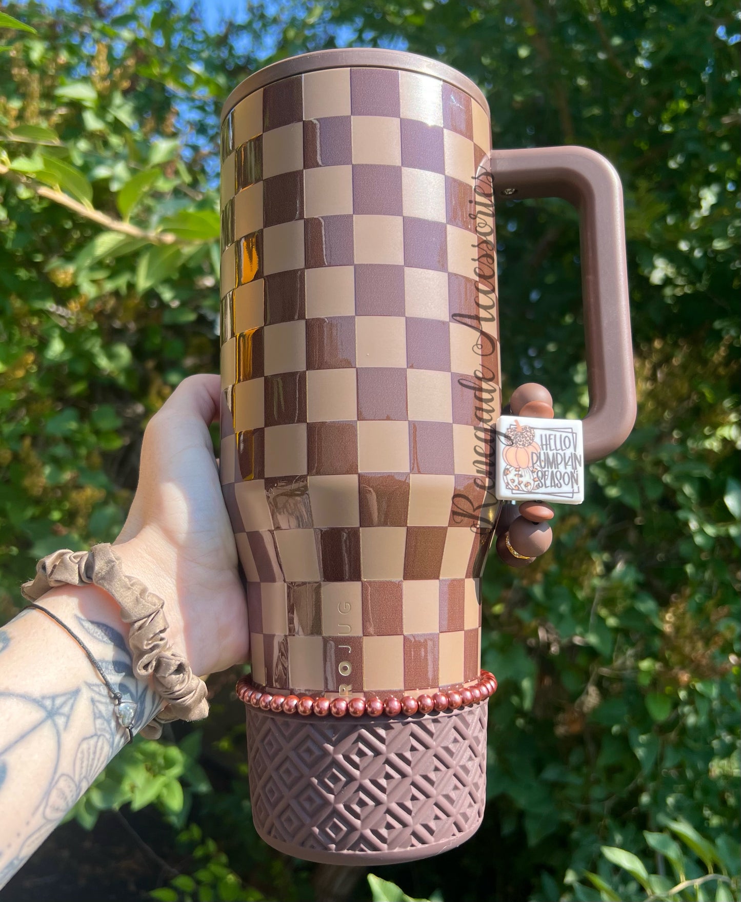 Silicone Charm - Hello Pumpkin Season - Autumn Checkers