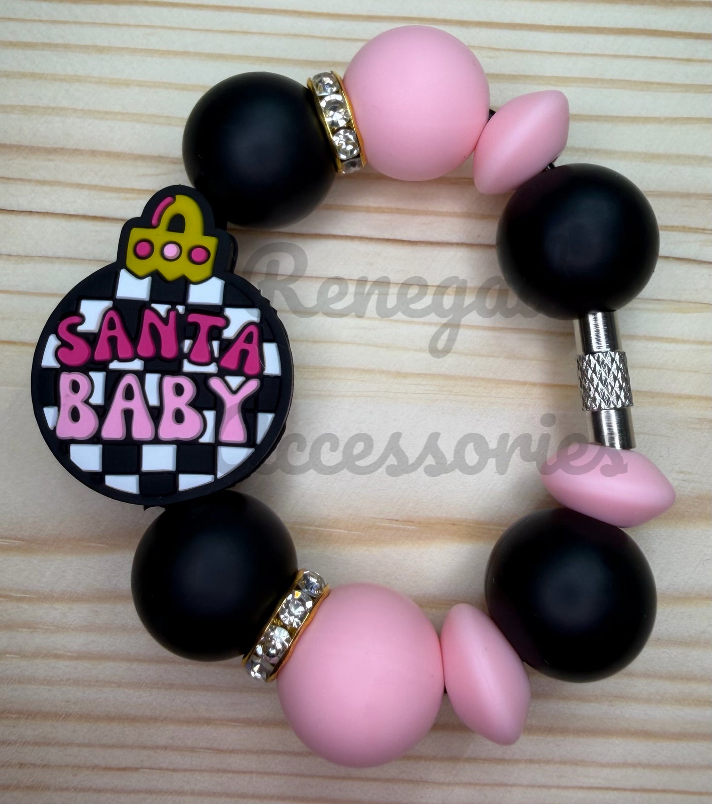 Silicone Charm - Santa Baby Checkered Ornament