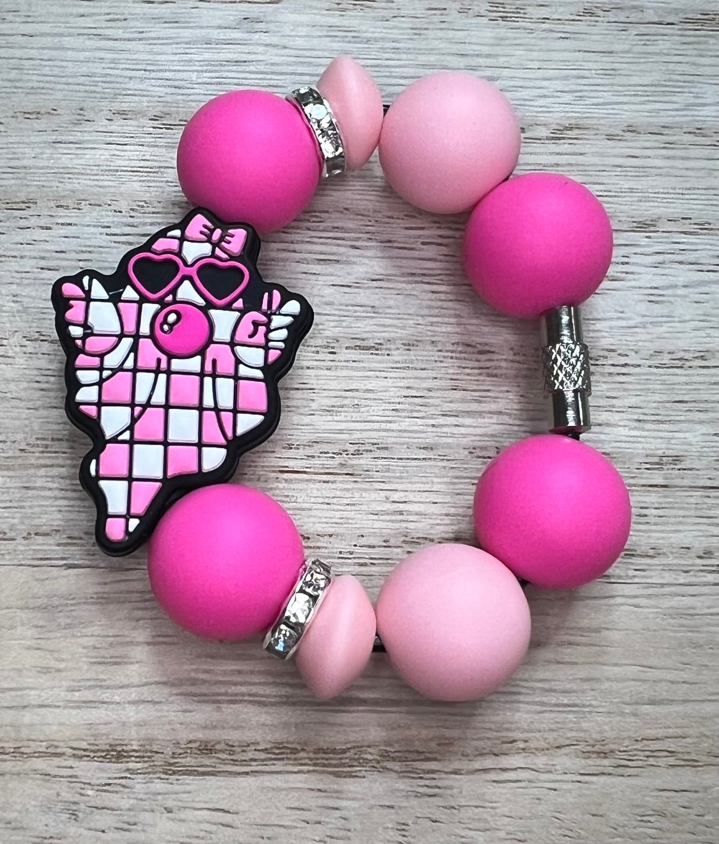 Silicone Charm - Pink Checkered Bougie Ghost