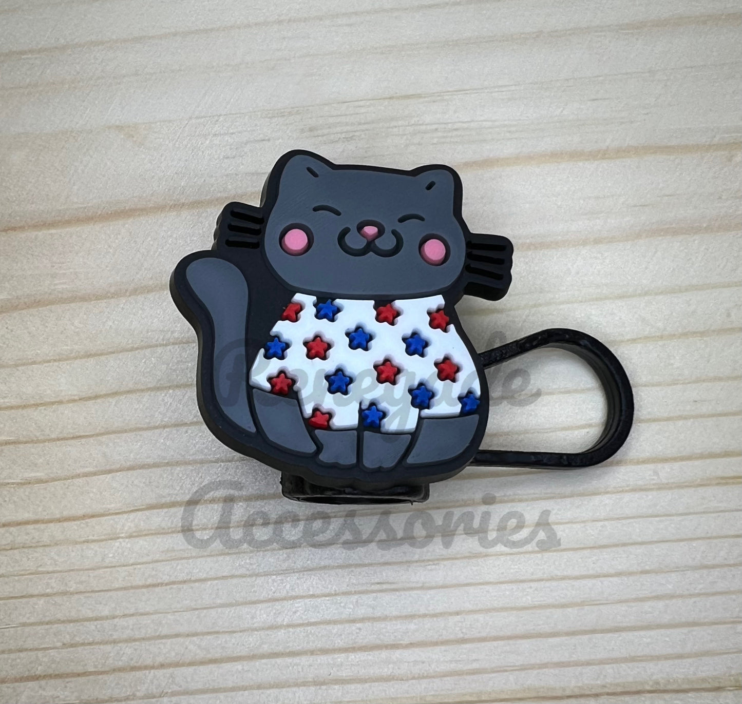 Straw Topper - Fourth Of July Cat
