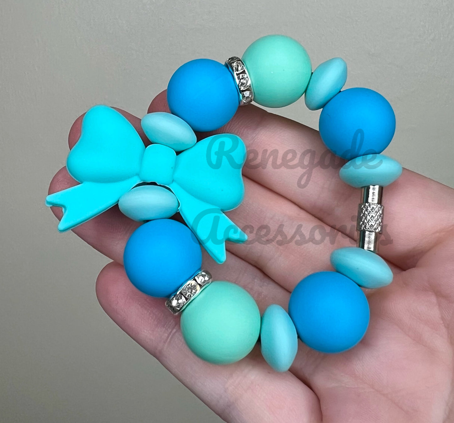 Silicone Charm - Blue Bow