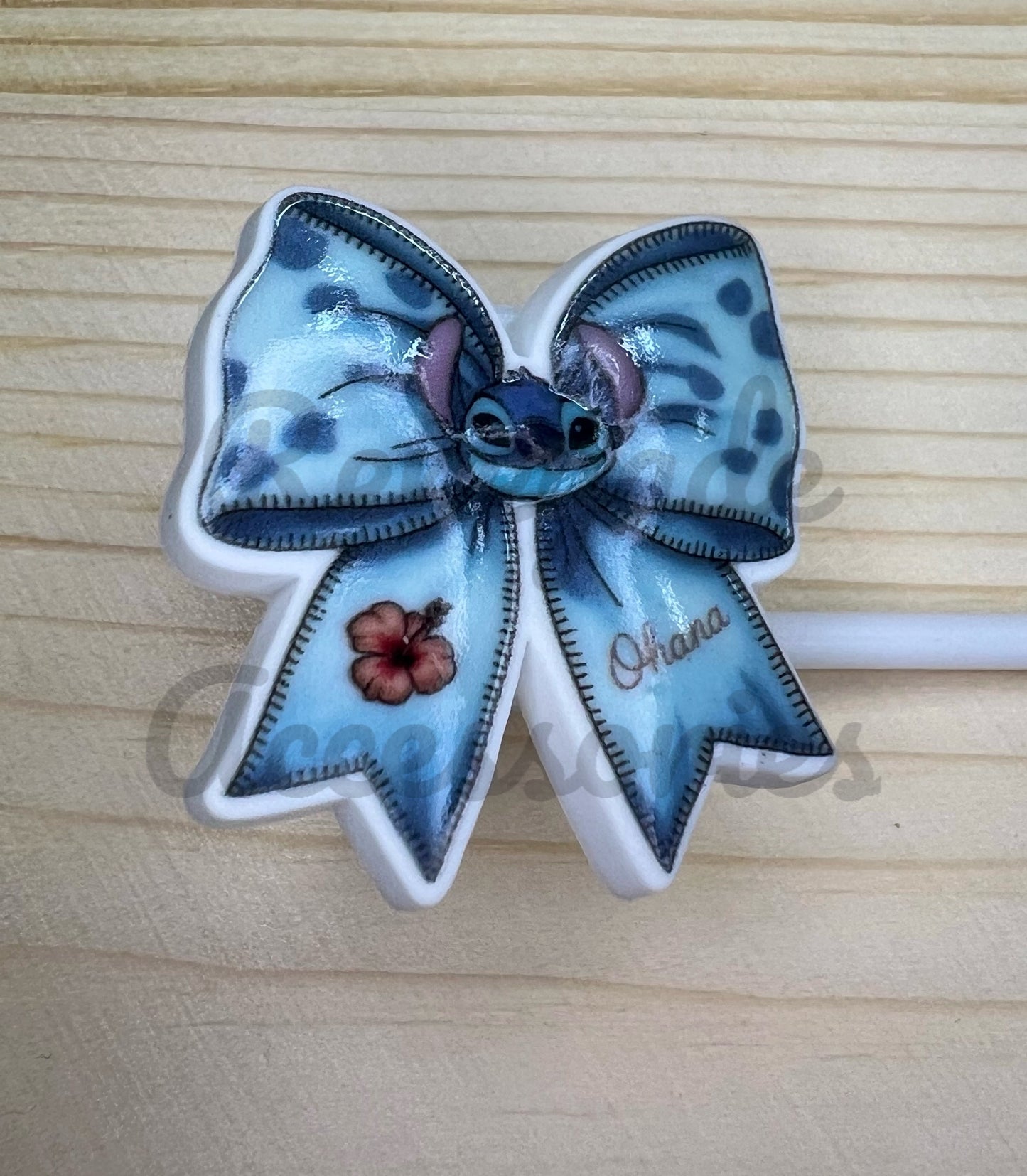 Straw Topper - Blue Alien Bow