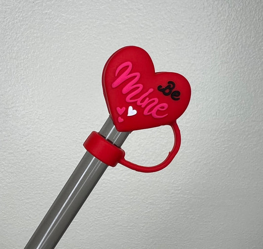 Straw Topper 3D - Be Mine Heart - Double Sided