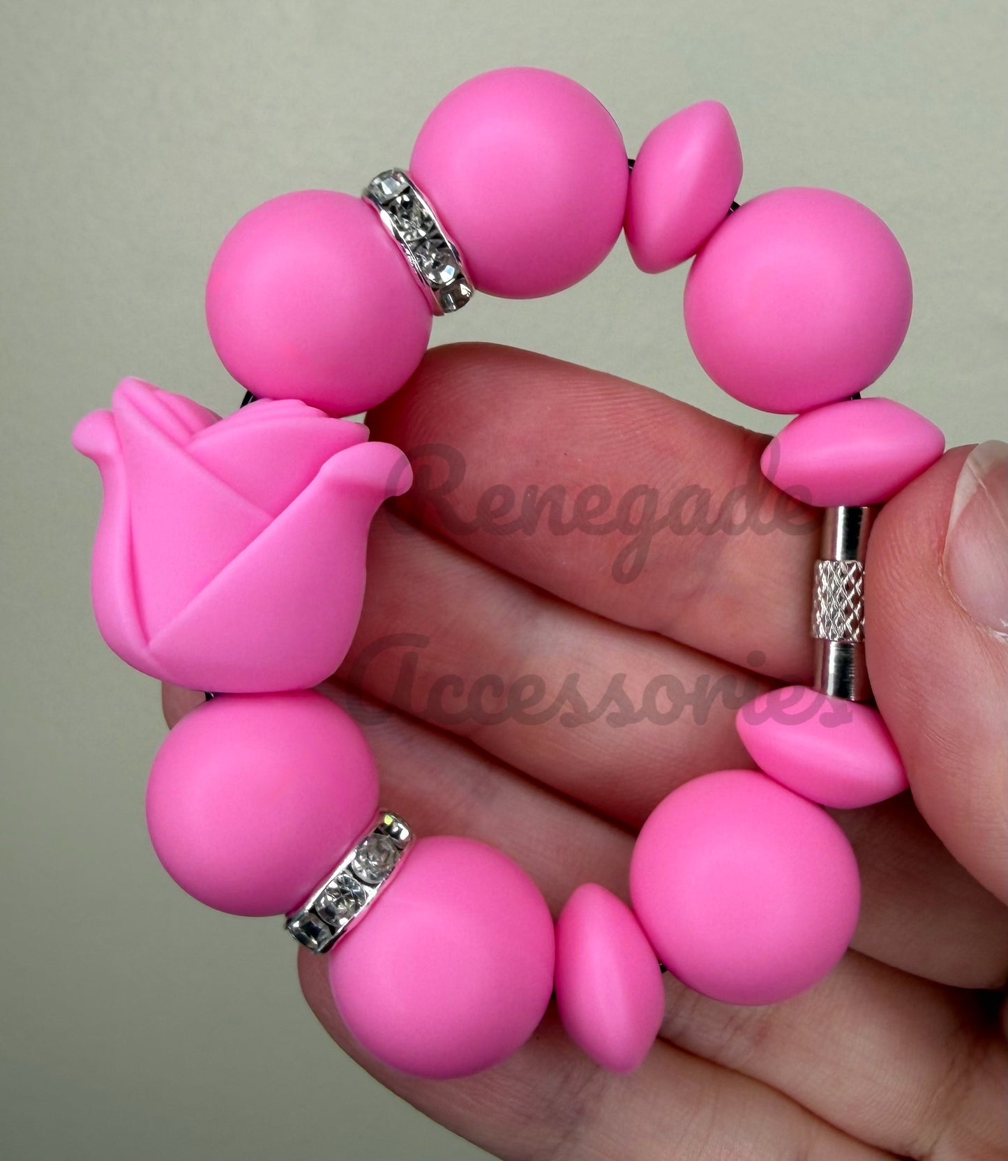 Silicone Charm - Pink Tulip