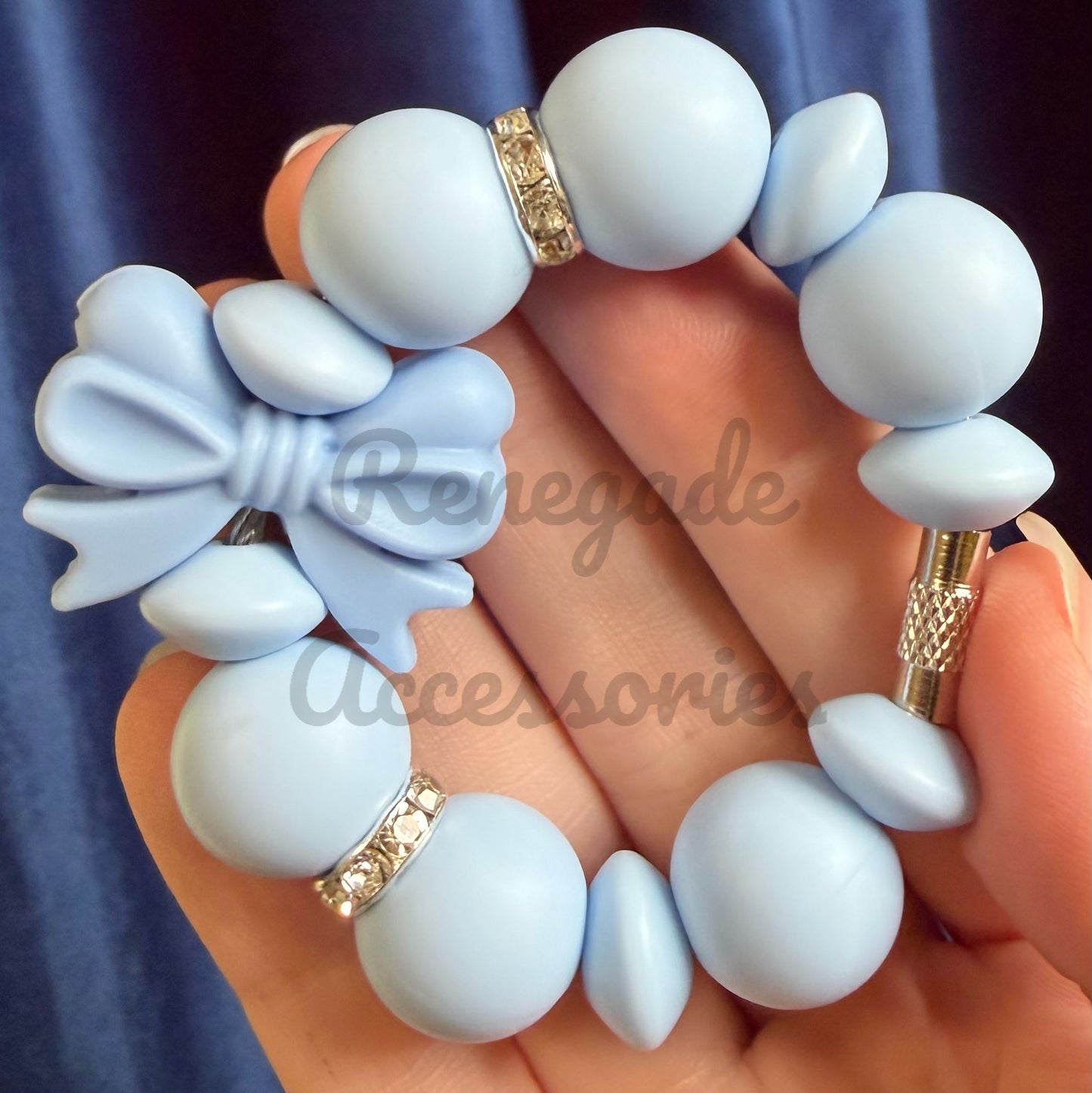 Silicone Charm - Blue Bow