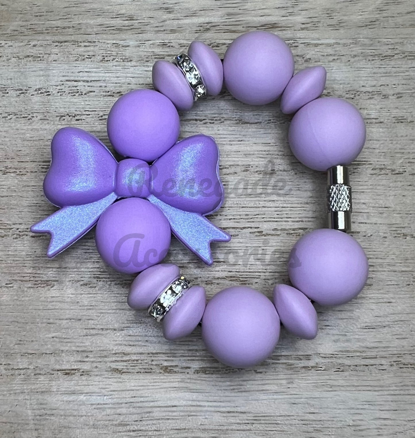 Silicone Charm - Purple Opal Bow