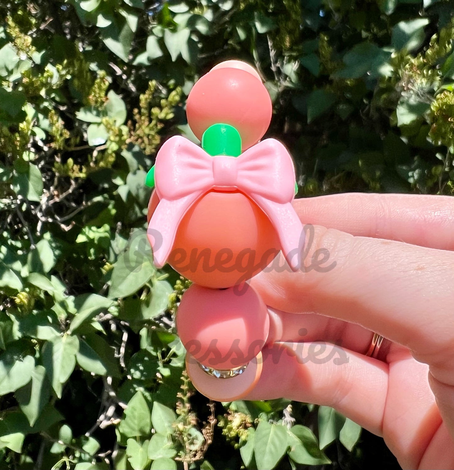 Silicone Charm - Peach With Bow