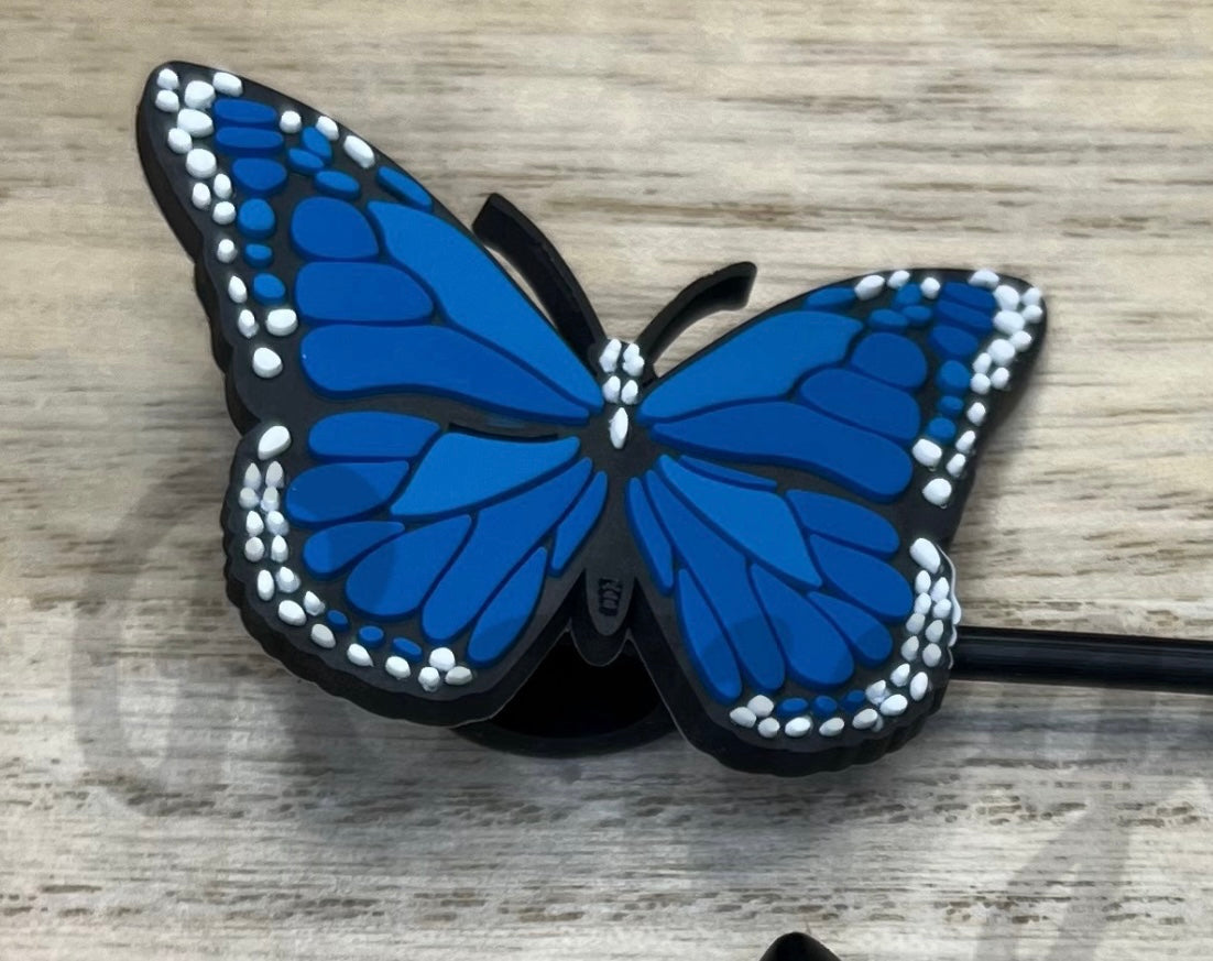 Straw Topper - Blue Butterfly