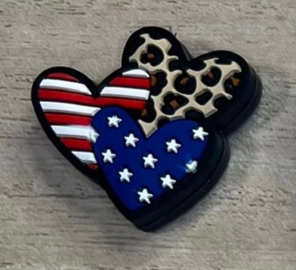 Focal Bead - Hearts 4th Of July