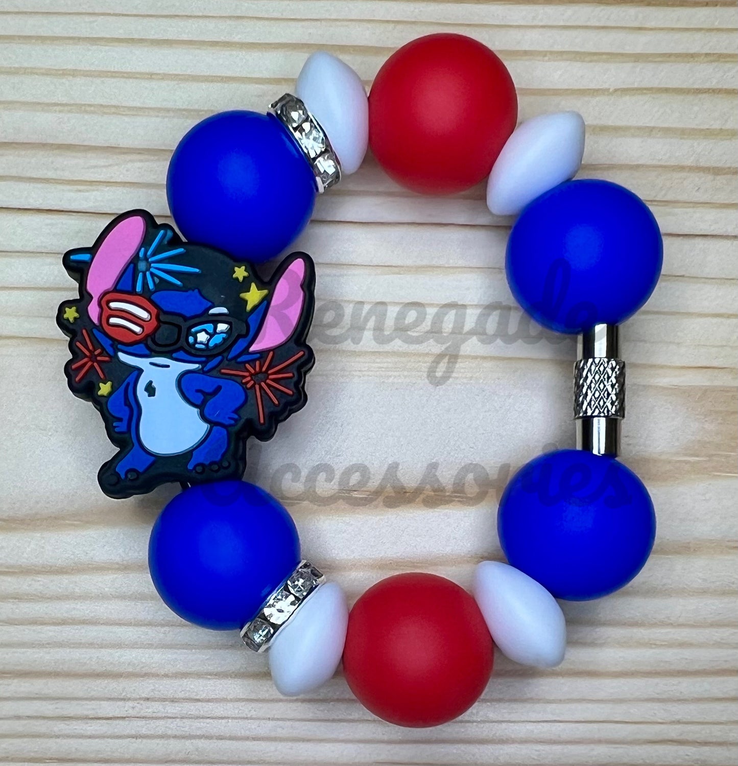 Silicone Charm - Blue Alien Fourth Of July