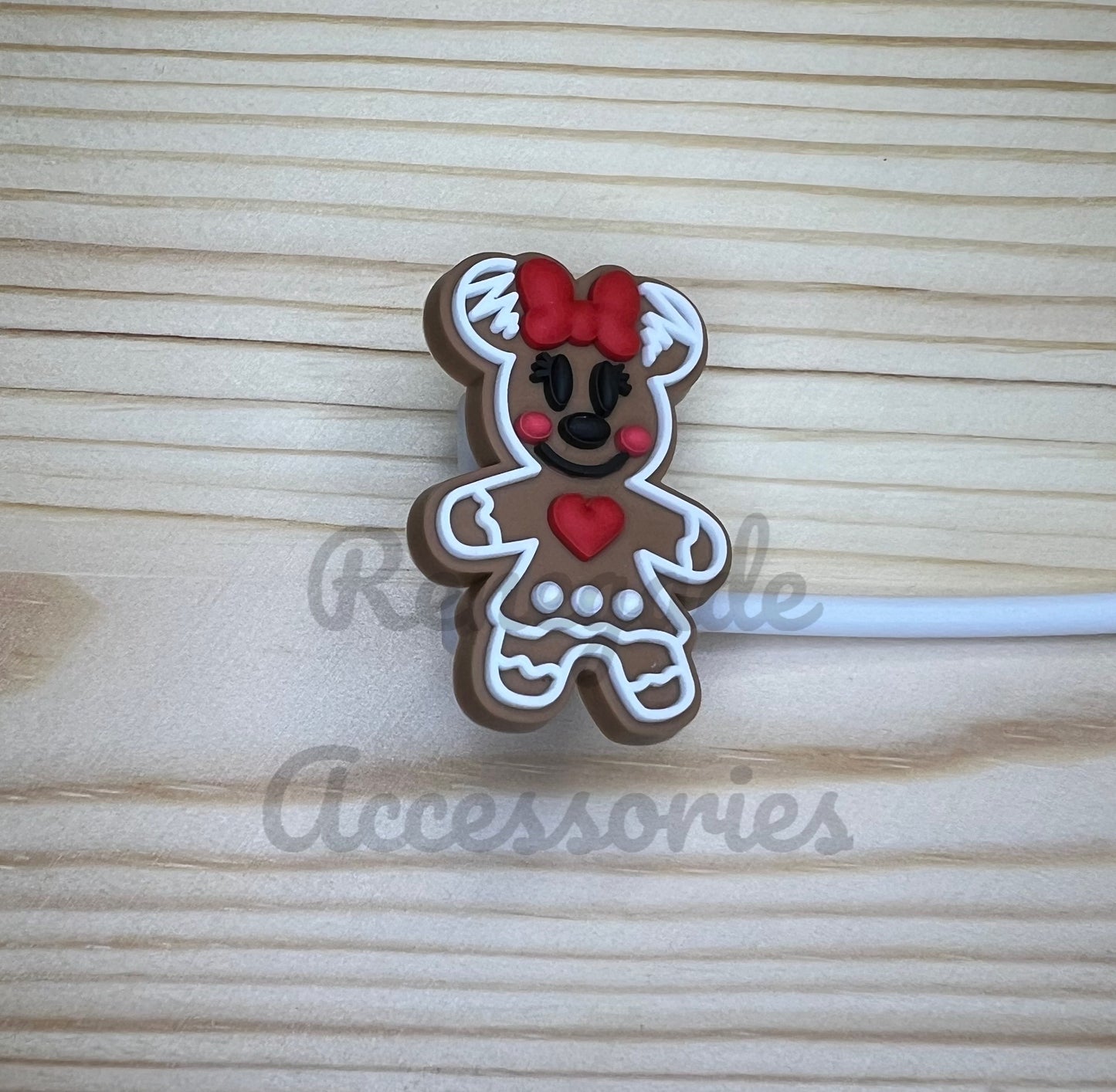 Straw Topper - Mouse Ears Gingerbread Girl