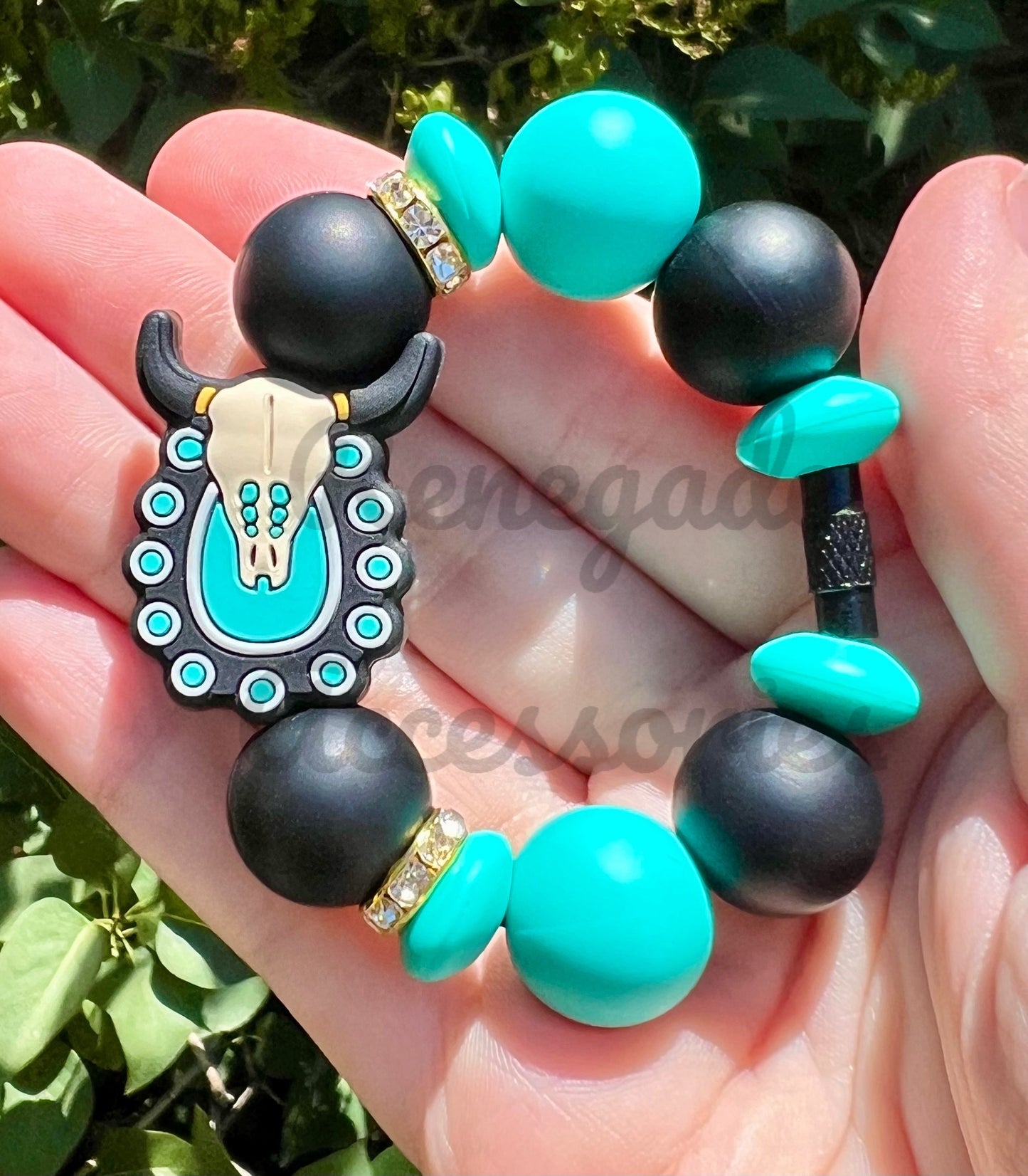 Silicone Charm - Turquoise Skull