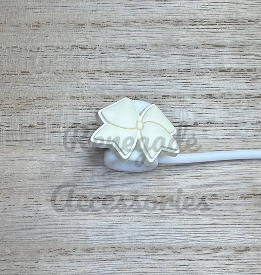 Straw Topper - Cream Bow