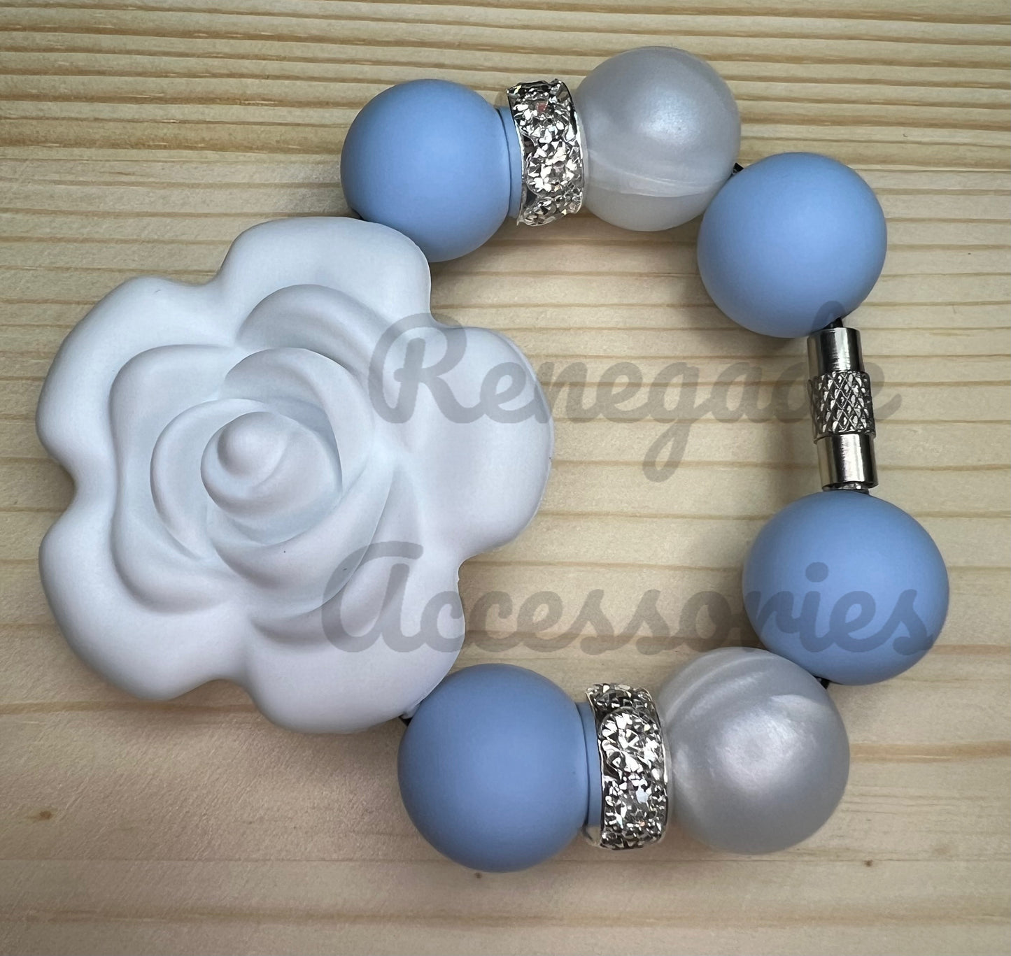 Silicone Charm - White Rose Flower - Cloud 9