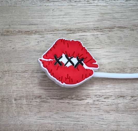 Straw Topper - X Red Lips