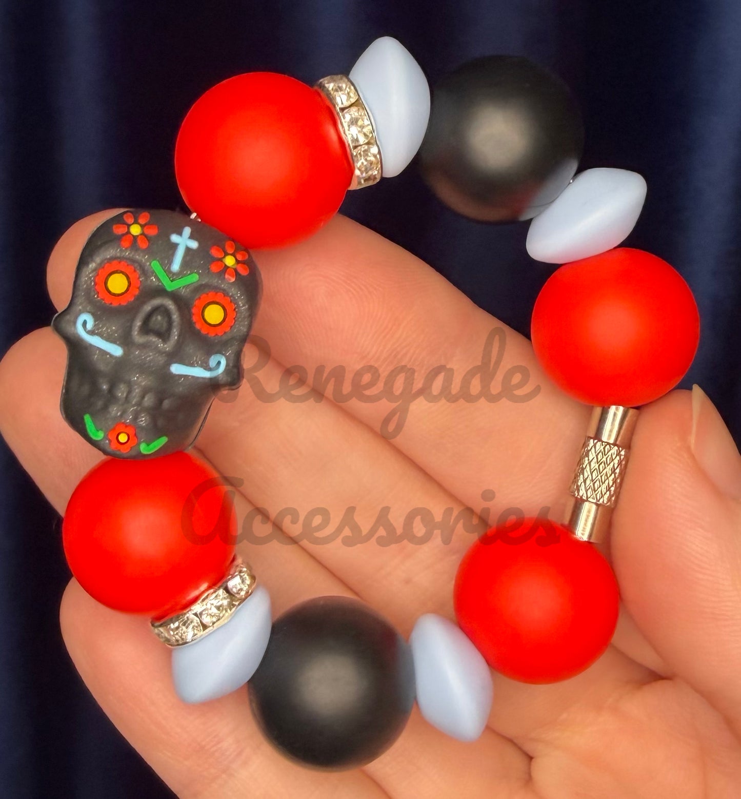 Silicone Charm - Day Of The Dead Skull