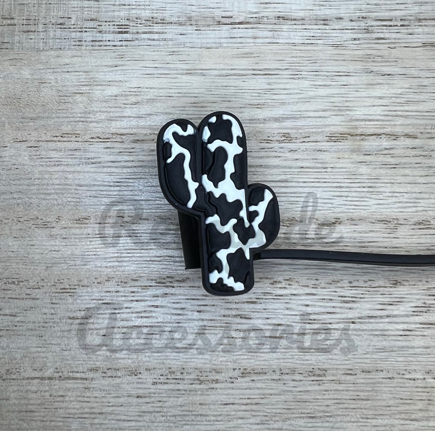 Straw Topper - Cowprint Cactus
