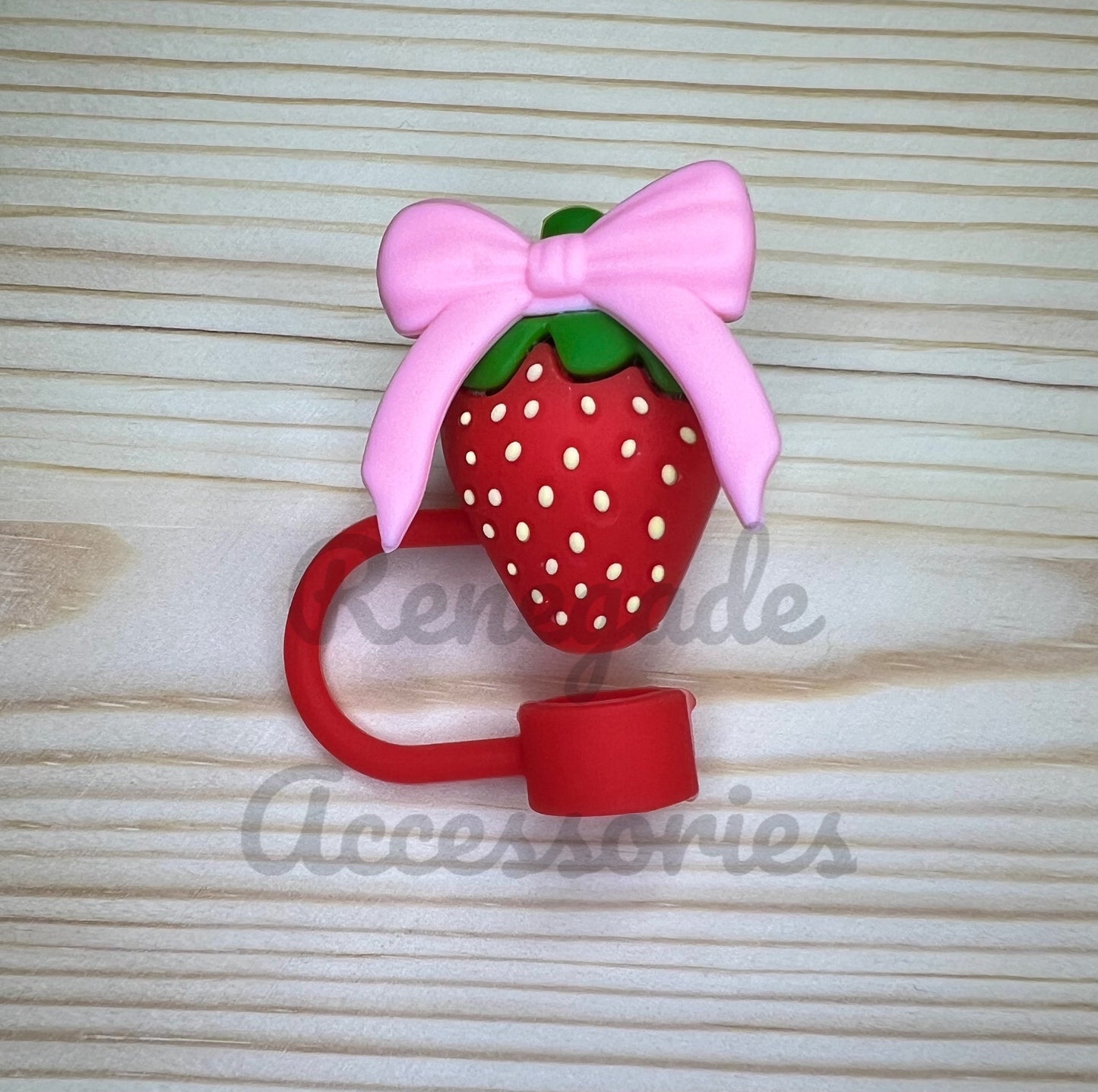 Straw Topper 3D - Strawberry Pink Bow