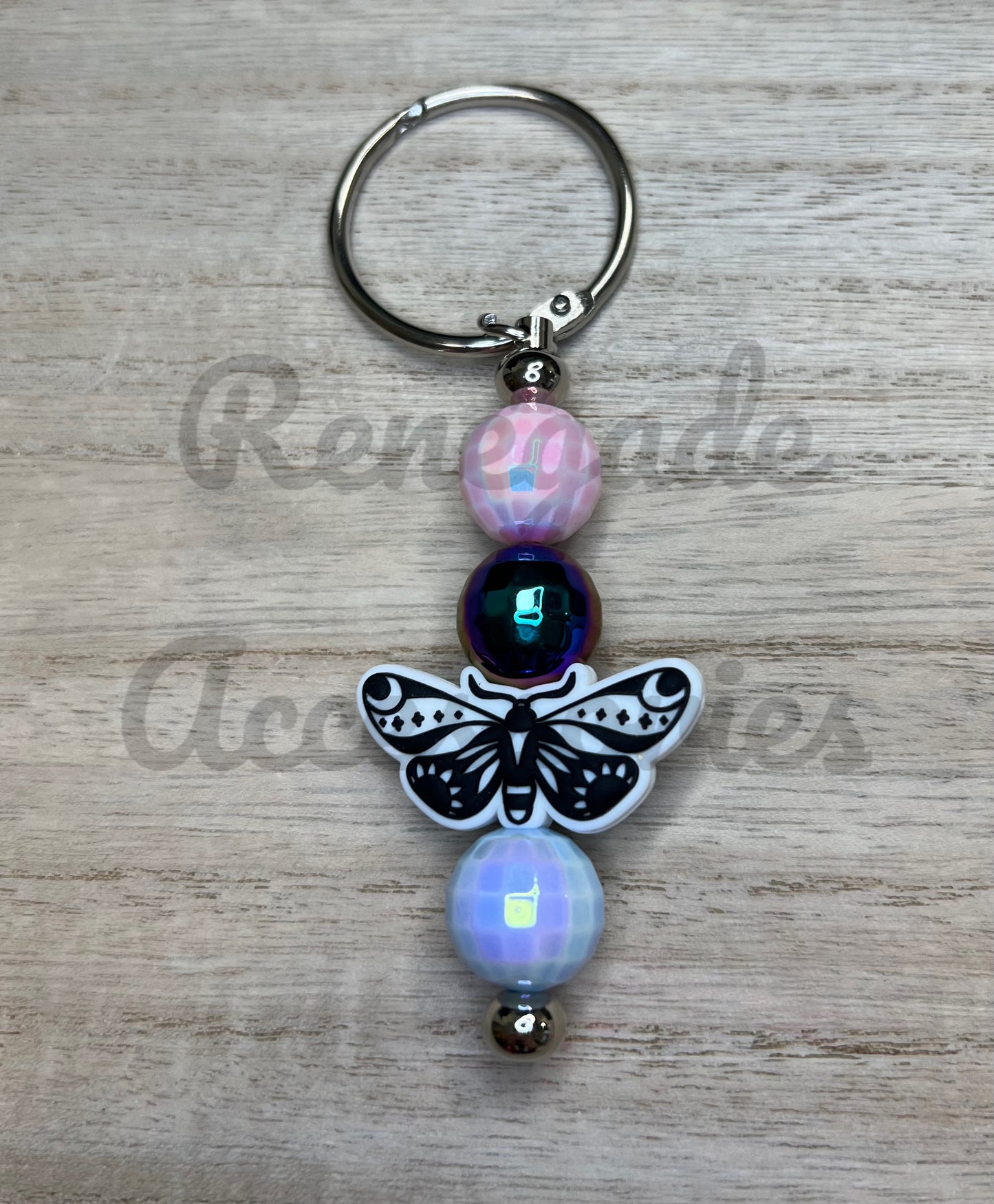 Silicone Charm - Moth (Acrylic Round Beads)