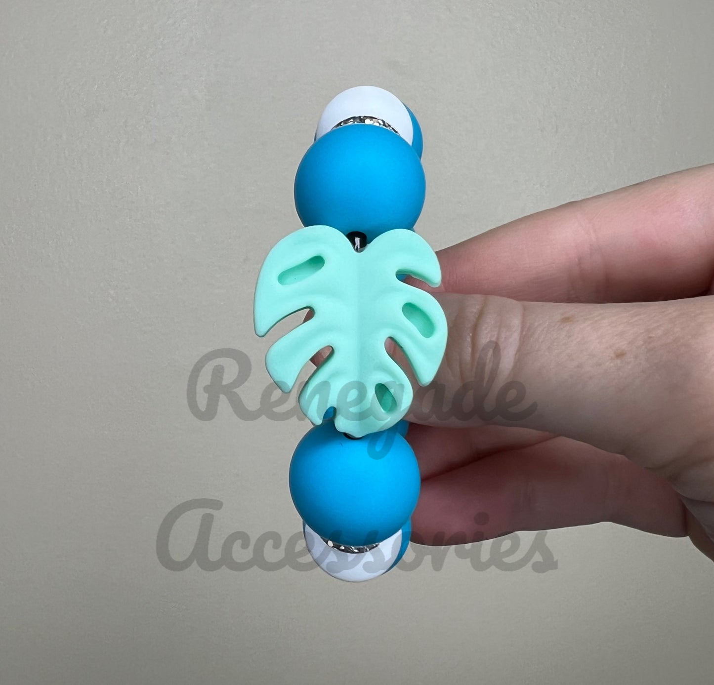 Silicone Charm - Blue Monstera Plant/Flower